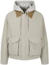 Studio Tomboy Corduroy-collar Hooded Jacket In Neutrals