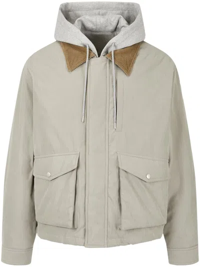 Studio Tomboy Corduroy-collar Hooded Jacket In Neutrals