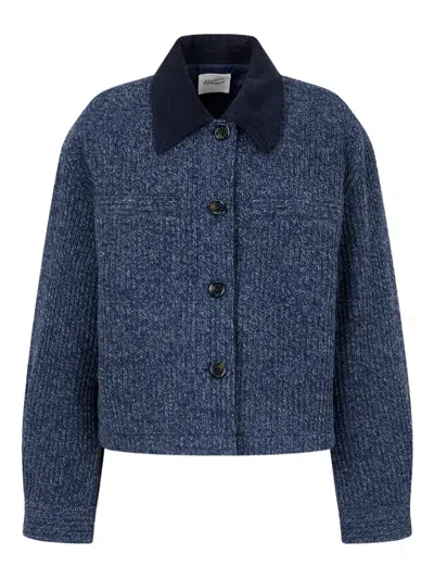 Studio Tomboy Corduroy-collar Jacket In Blue