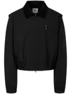 Studio Tomboy Corduroy-collar Zip-up Jacket In Black