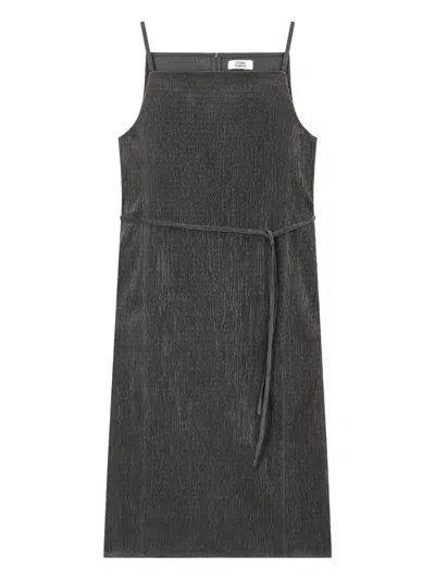 Studio Tomboy Corduroy Spaghetti-strap Mini Dress In Gray