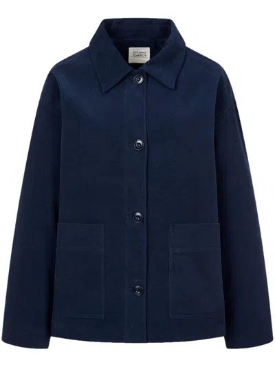 Studio Tomboy Corduroy Spread-collar Shirt Jacket In Blue