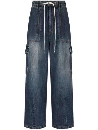 Studio Tomboy Cotton Cargo Jeans In Blue
