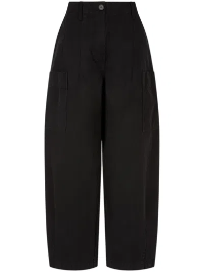 Studio Tomboy Cotton Cargo Trousers In Black