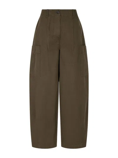 Studio Tomboy Cotton Cargo Trousers In Green