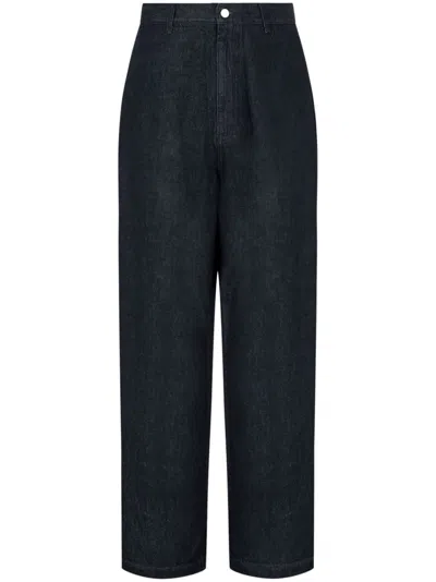 Studio Tomboy Strap-detailing High-rise Wide-leg Jeans In Blue