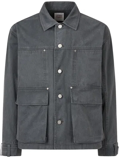 Studio Tomboy Denim Shirt Jacket In Grey
