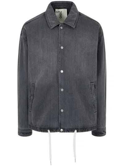 Studio Tomboy Denim Shirt Jacket In Grey