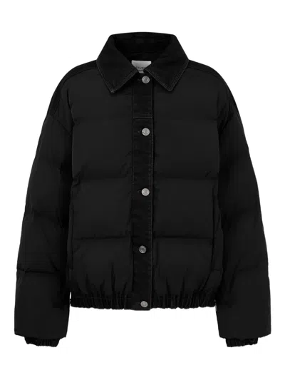 Studio Tomboy Denim-trim Puffer Jacket In Black