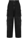 Studio Tomboy Denim Wide-leg Cargo Pants In Black