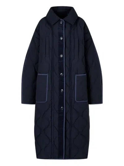 Studio Tomboy Detachable-collar Quilted Coat In Blue