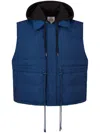 Studio Tomboy Detachable Drawstring-hood Down Vest In 蓝色