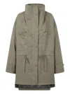 Studio Tomboy Detachable-hood Drawstring Coat In Green