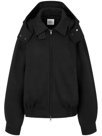 Studio Tomboy Detachable-hood Zip-up Jacket In Black