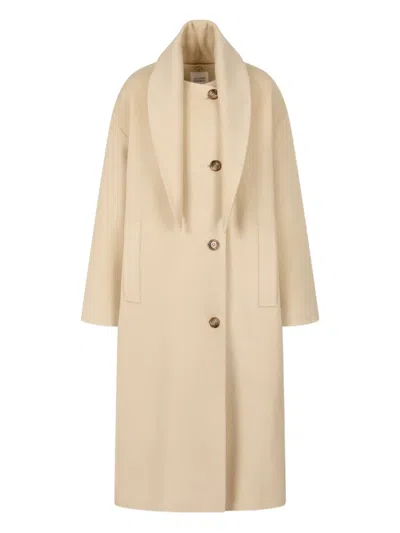 Studio Tomboy Detachable-scarf Coat In Neutral