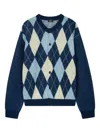 Studio Tomboy Diamond-pattern Cardigan In Blue