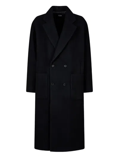 Studio Tomboy Double-breasted Patch-pocket Coat In Black