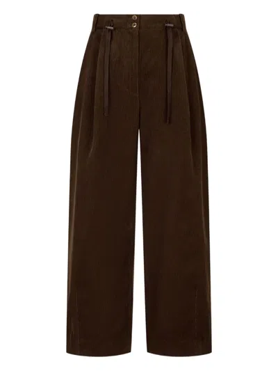 Studio Tomboy Drawstring Corduroy Trousers In Brown