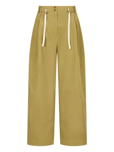 Studio Tomboy Drawstring Corduroy Trousers In Green