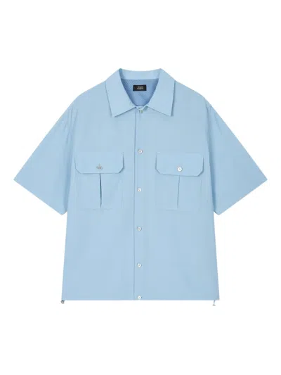 Studio Tomboy Drawstring Cotton-blend Shirt In Blue