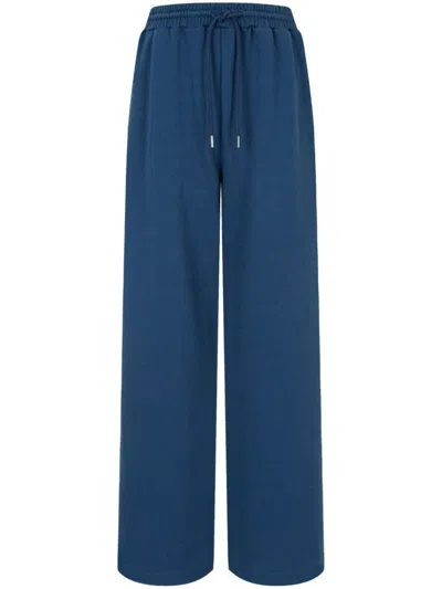 Studio Tomboy Drawstring Cotton Track Pants In Blue