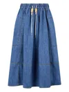 Studio Tomboy Drawstring Denim Midi Skirt In Blue