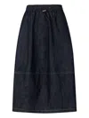 Studio Tomboy Drawstring Denim Skirt In Blue