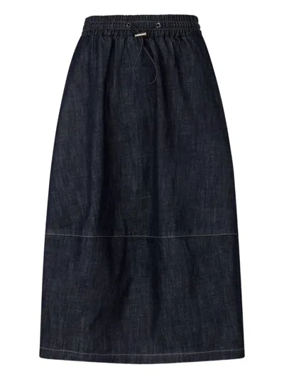 Studio Tomboy Drawstring Denim Skirt In Blue