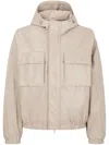 Studio Tomboy Drawstring Faux-leather Hoodie In Neutrals