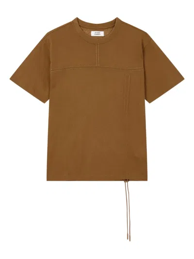 Studio Tomboy Drawstring-hem Short-sleeve T-shirt In Brown