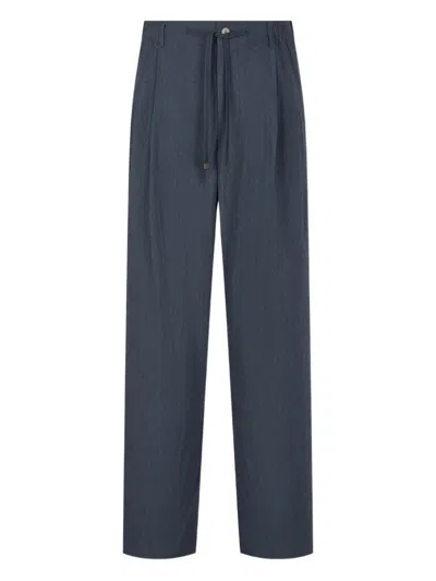 Studio Tomboy Drawstring Pleated Trousers In Blue