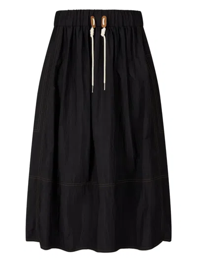 Studio Tomboy Drawstring-waist Midi Skirt In Black