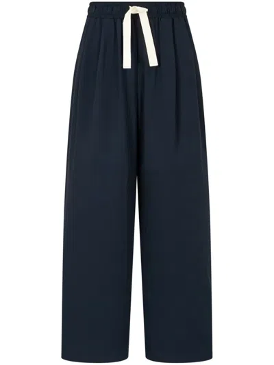 Studio Tomboy Drawstring-waist Wide-leg Track Pants In Blue