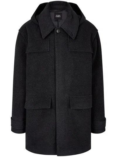 Studio Tomboy Duffle-detail Mid-length Coat In Grey