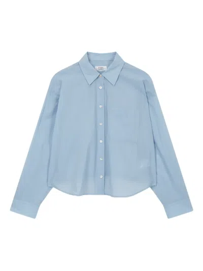 Studio Tomboy Elastic-hem Striped Shirt In Blue