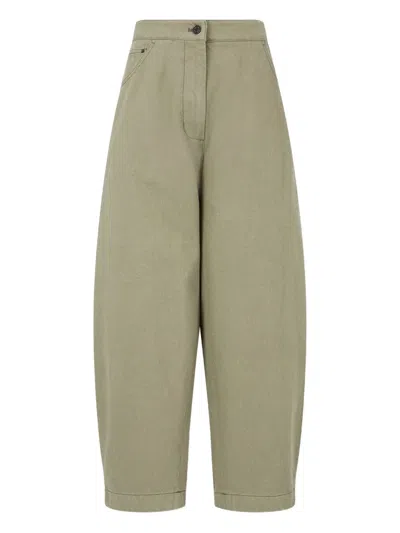 Studio Tomboy Elastic-waist Patch-pocket Trousers In Green
