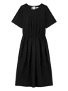 Studio Tomboy Elastic Waist Short-sleeve Dress In Black