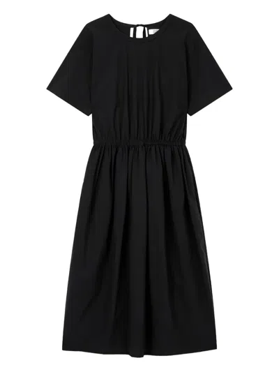Studio Tomboy Elastic Waist Short-sleeve Dress In Black