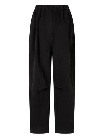 Studio Tomboy Elasticated Baggy Cotton Trousers In Black