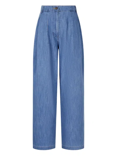 Studio Tomboy Elasticated-waist Pleated Jeans In Blue