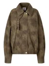 Studio Tomboy Faux Suede Bomber Jacket In Brown