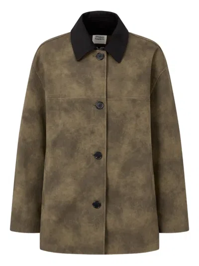 Studio Tomboy Faux-suede Jacket In Brown