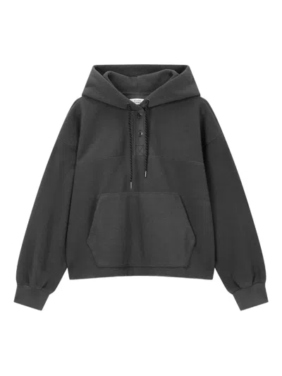 Studio Tomboy Fleece Button-placket Hoodie In Gray