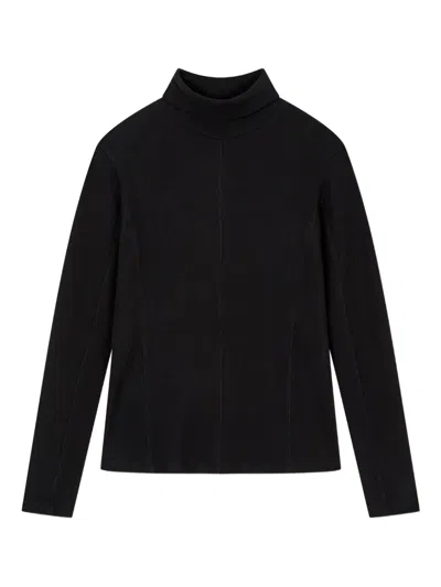 Studio Tomboy Fleece Lined Long Sleeve Turtleneck In Black
