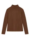 Studio Tomboy Fleece Lined Long Sleeve Turtleneck In Brown