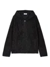Studio Tomboy Fuzzy Zip-up Knit Cardigan In Black