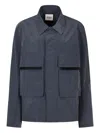 Studio Tomboy Grid-pattern Cargo-pocket Jacket In Gray