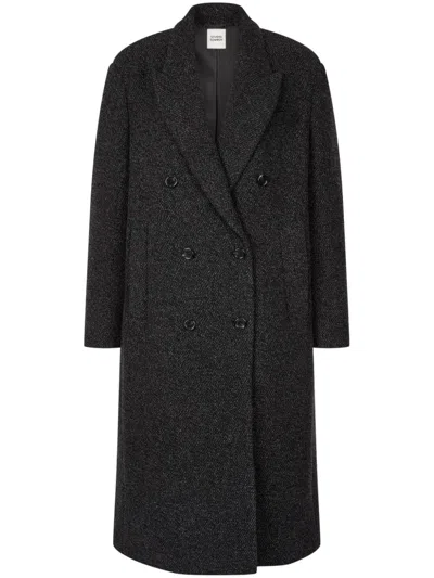 Studio Tomboy Herringbone Coat In Black