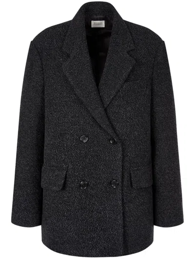 Studio Tomboy Herringbone Coat In Black