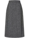 Studio Tomboy Herringbone Wool Skirt In Black